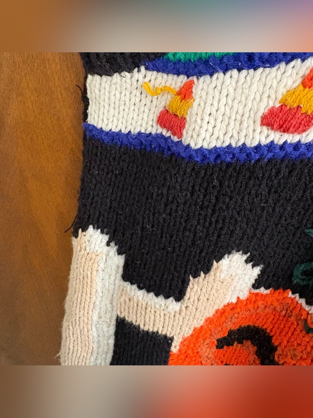 Vintage 90s Black Halloween Patchwork Embroidered Sweater Vest Pumpkin Ghost Y2K - Picture 9 of 11